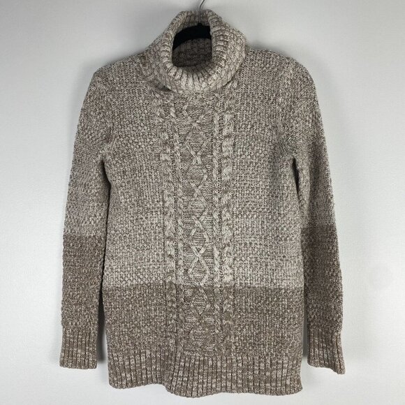 Banana Republic Factory Women's Turtleneck Sweater Size XS Oatmeal Tan Knit - Picture 1 of 7